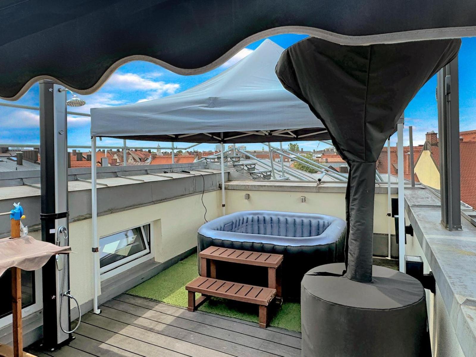 6 Zimmer Maisonette-Penthouse Pool Dachterrasse Luxus München Buitenkant foto